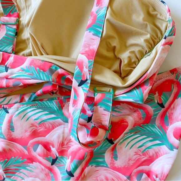 Old Navy | Bandeau Bikini 2-Piece Swim Set Flamingo Fun Pink New 3X Plus Size - Picture 13 of 14